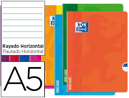 Libreta escolar Oxford Openflex A5 48h 90g/m² horizontal tapa flexible colores surtidos